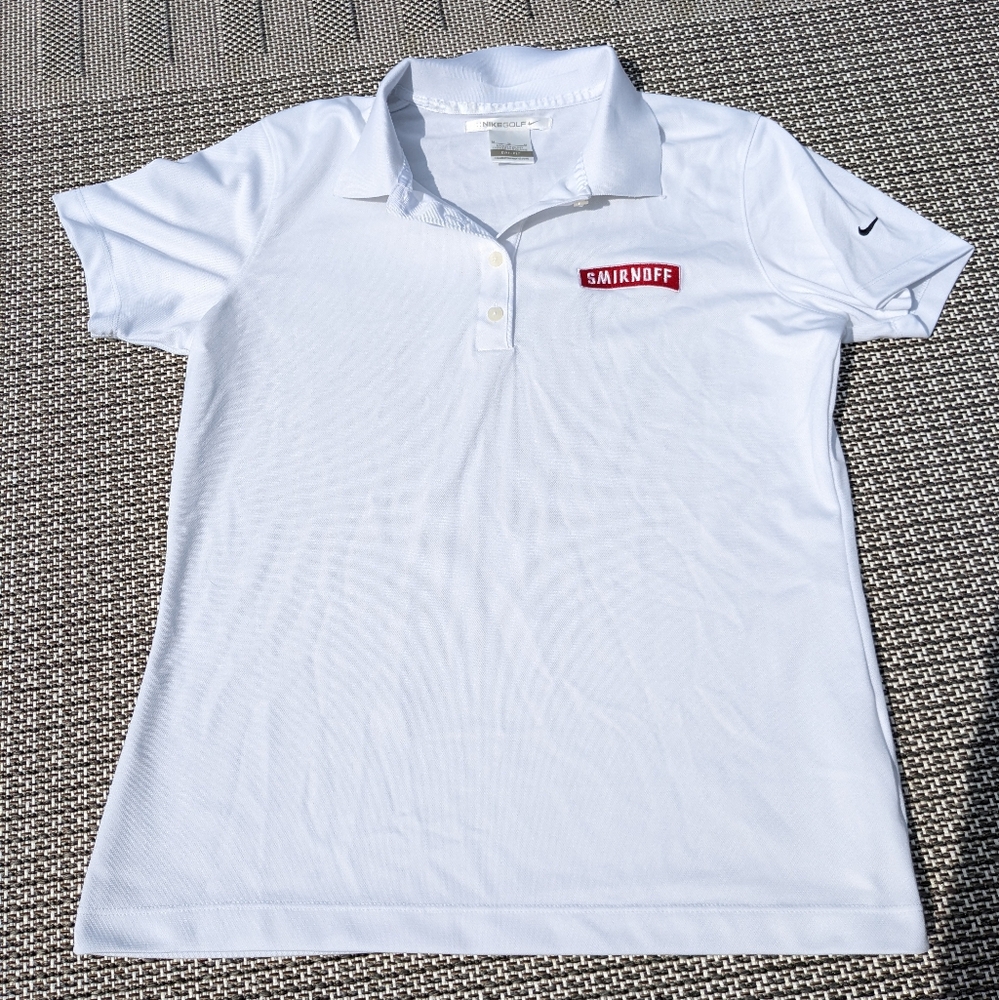 Nike Golf SMIRNOFF vodka white golf polo womens M